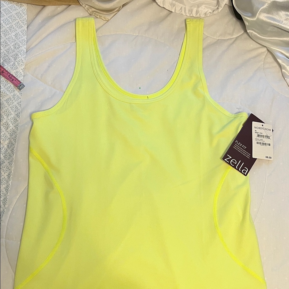 NWT Zella Neon Yellow Tank Top XL